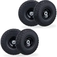 Relaxdays steekwagenwiel - set van 4 - 4.10/3.50-4 - skelterwiel - massief rubber - 16 mm - zwart-zwart