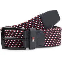 Tommy Hilfiger Riem 'Denton Braided Webbing Elastic' donkerblauw / rood / wit