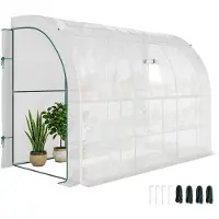 Outsunny - Muurkas - Kunststof - Staal - 300L x 150B x 213H cm - Wit