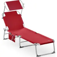 Casaria Zonnebed, inklapbaar met zonnedak, rood