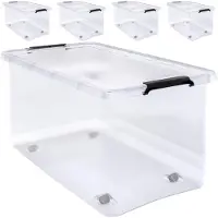 Deuba 4 Stuk Opbergbox met Deksel Transparant 60x40x35cm 52L