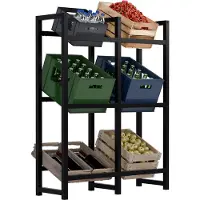 CLP Krattenrek Stack - Metalen Drankkrat Rek voor 2 tot 9 Kratten - Stevige Flessenkrat Standaard - Moderne Uitstraling - zwart - 6 Kratten