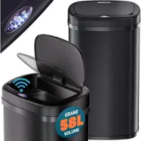 Monzana Sensor Vuilnisbak roestvrij staal Wit/Crème 58L