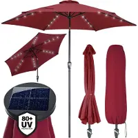 Kingsleeve LED Solar Parasol Miami Rood Aluminium Ø270cm UV-bescherming 80+