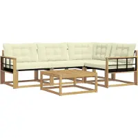 vidaXL Buiten bank set 5 st Wit en crèmekleurig