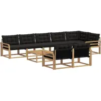 vidaXL Buiten bank set 9 pcs Wit en zwart 79 x 79 x 37 cm
