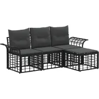 vidaXL Buiten bank set 4 st Zwart en Donker Grijs Polyester