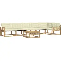 vidaXL Buiten bank set 7 st Wit en crèmekleurig