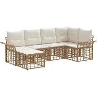 vidaXL Buiten bank set 6 st Natuurlijk en Crème Wit Polyester