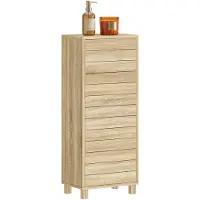 HOMCOM Badkamerkast - Spaanplaat - 34 x 23 x 84 cm - Natuurlijk hout