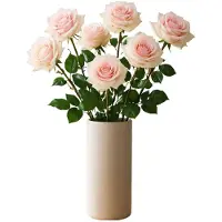 Mica Decorations Kunstbloemen Roos Amore - 6x - 66 cm - lichtroze - zijdebloemen - boeket - rozen