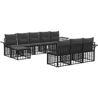 vidaXL Buiten bank set 10 st Zwart en Donker Grijs Polyester