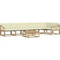 vidaXL Buiten bank set 7 st Wit en crèmekleurig