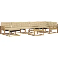 vidaXL Buiten bank set 8 st Wit en Beige Massief Acacia Hout