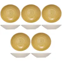 COSY&TRENDY Cosy & Trendy Diep bord Turbolino - 5x - geel - 21 cm - aardewerk - pastabord - soepbord - servies - diepe borden