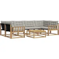 vidaXL Buiten bank set 7 st Wit en Lichtgrijs