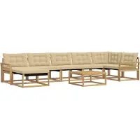 vidaXL Buiten bank set 8 st Wit en Beige Massief Acacia Hout