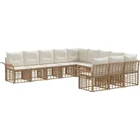 vidaXL Buiten bank set 11 st Natuurlijk en Crème Wit Polyester