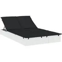 vidaXL Ligbed met kussens 2-persoons poly rattan wit