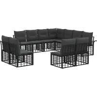 vidaXL Buiten bank set 11 st Zwart en Donker Grijs Polyester