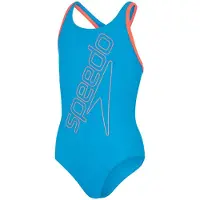 Speedo badpak Meisjes Boomstar placement flyback - Blauw/Oranje - Maat 116