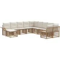 vidaXL Buiten bank set 11 st Natuurlijk en Crème Wit Polyester