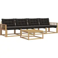 vidaXL Buiten bank set 5 st Wit en zwart