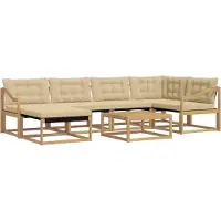 vidaXL Buiten bank set 7 st Wit en Beige Massief Acacia Hout