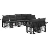 vidaXL Buiten bank set 7 st Zwart en Donker Grijs Polyester