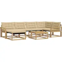 vidaXL Buiten bank set 7 st Wit en Beige Massief Acacia Hout