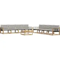 vidaXL Buiten bank set 9 st Wit en Lichtgrijs