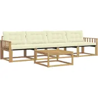 vidaXL Buiten bank set 5 st Wit en crèmekleurig