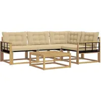 vidaXL Buiten bank set 5 st Wit en Beige