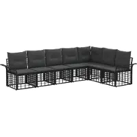 vidaXL Buiten bank set 7 pcs Zwart en Donker Grijs Polyester