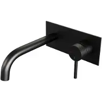Brauer Black Carving Inbouw Wastafelmengkraan met Gebogen Uitloop en Afdekplaat Model A1 Mat Zwart