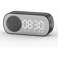 LONGZIMING -Digitale Wekker - Bluetooth Wekker Speaker - Klokradio - Dubbele Alarmfunctie - ABS - LED Spiegel Display·Multifunctioneel - 1 Stuk - Zwart