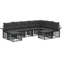 vidaXL Buiten bank set 9 st Zwart en Donker Grijs Polyester