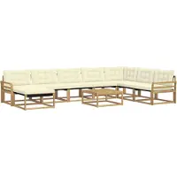 vidaXL Buiten bank set 9 st Wit en crèmekleurig Massief Acacia Hout