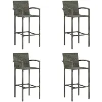 vidaXL Barkrukken 4 st poly rattan grijs
