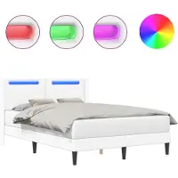 vidaXL Bedframe met LED-stripverlichting Wit 140 x 200 cm Kunstleer