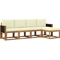 vidaXL Buiten bank set 5 st Natuurlijk en Crème Polyester