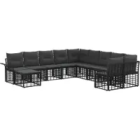 vidaXL Buiten bank set 11 st Zwart en Donker Grijs Polyester