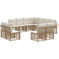 vidaXL Buiten bank set 11 st Natuurlijk en Crème Wit Polyester