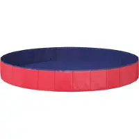 vidaXL Kinder Zwembad Rood Ø300 x 38 cm Dik PVC en Geengineerd Hout