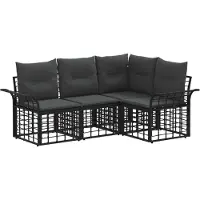 vidaXL Buiten bank set 4 st Zwart en Donker Grijs Polyester