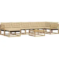 vidaXL Buiten bank set 8 st Wit en Beige Massief Acacia Hout