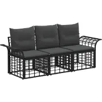 vidaXL Buiten bank set 3 st Zwart en Donker Grijs Polyester