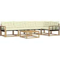 vidaXL Buiten bank set 6 st Wit en crèmekleurig
