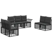 vidaXL Buiten bank set 7 st Zwart en Donker Grijs Polyester
