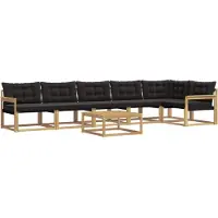 vidaXL Buiten bank set 7 st Wit en zwart